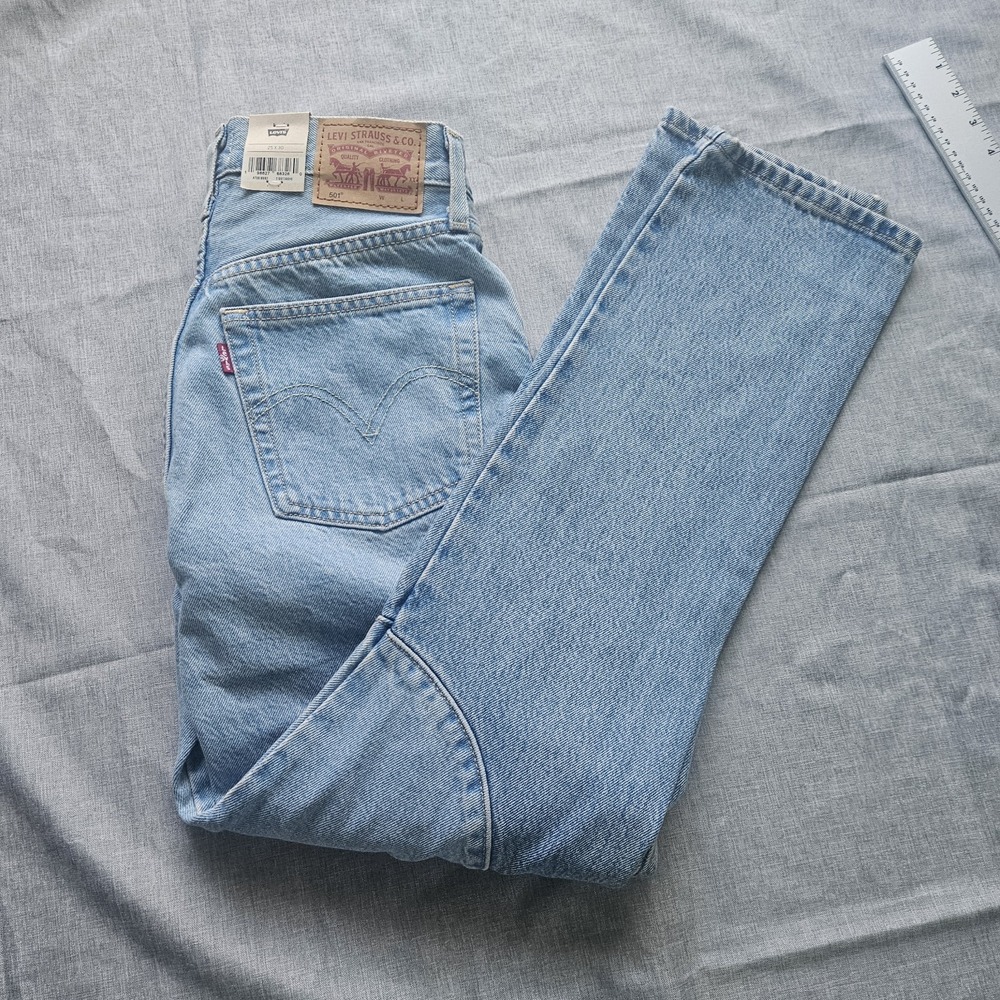 Levi's 501 Premium Original Chaps Jeans Womens 25x30 Button Fly High Rise